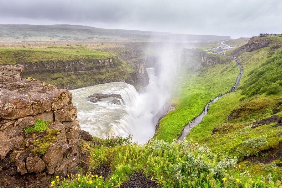 The amazing view of the Gullfoss Waterfall a part of the Golden Circle