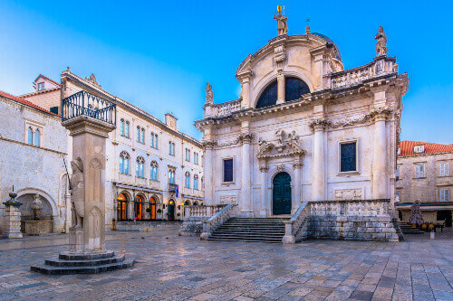 Scenic view of the famous public landmark St. Blaise Church, in Dubrovnik City.