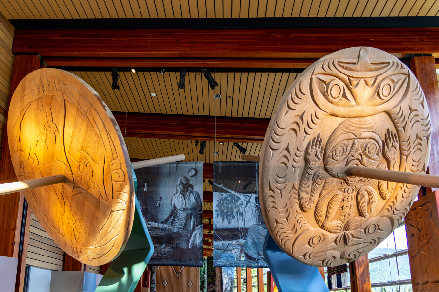Squamish artefacts inside the Squamish Lil'wat Cultural Centre