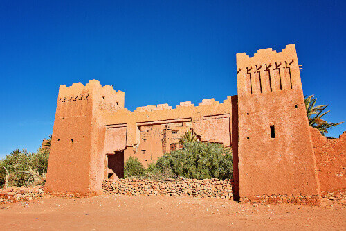 The old gates of Kasbah Ait Ben Haddou in the Atlas Mountains.