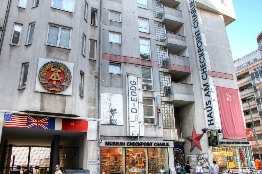 Tourists visiting the Berlin Wall Memorial in Bernauer Strasse.