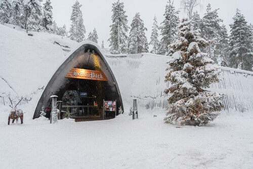 The entrance of Santa Park in Rovaniemi, Finland.