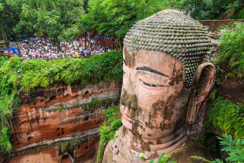 The 71m tall Giant Buddha of Leshan is the largest stone Buddha in the world.