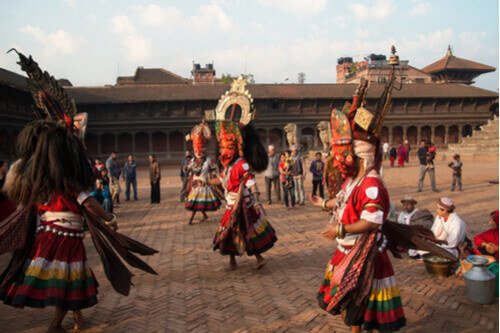 The colourful Bhaktapur Festival, Nepal.