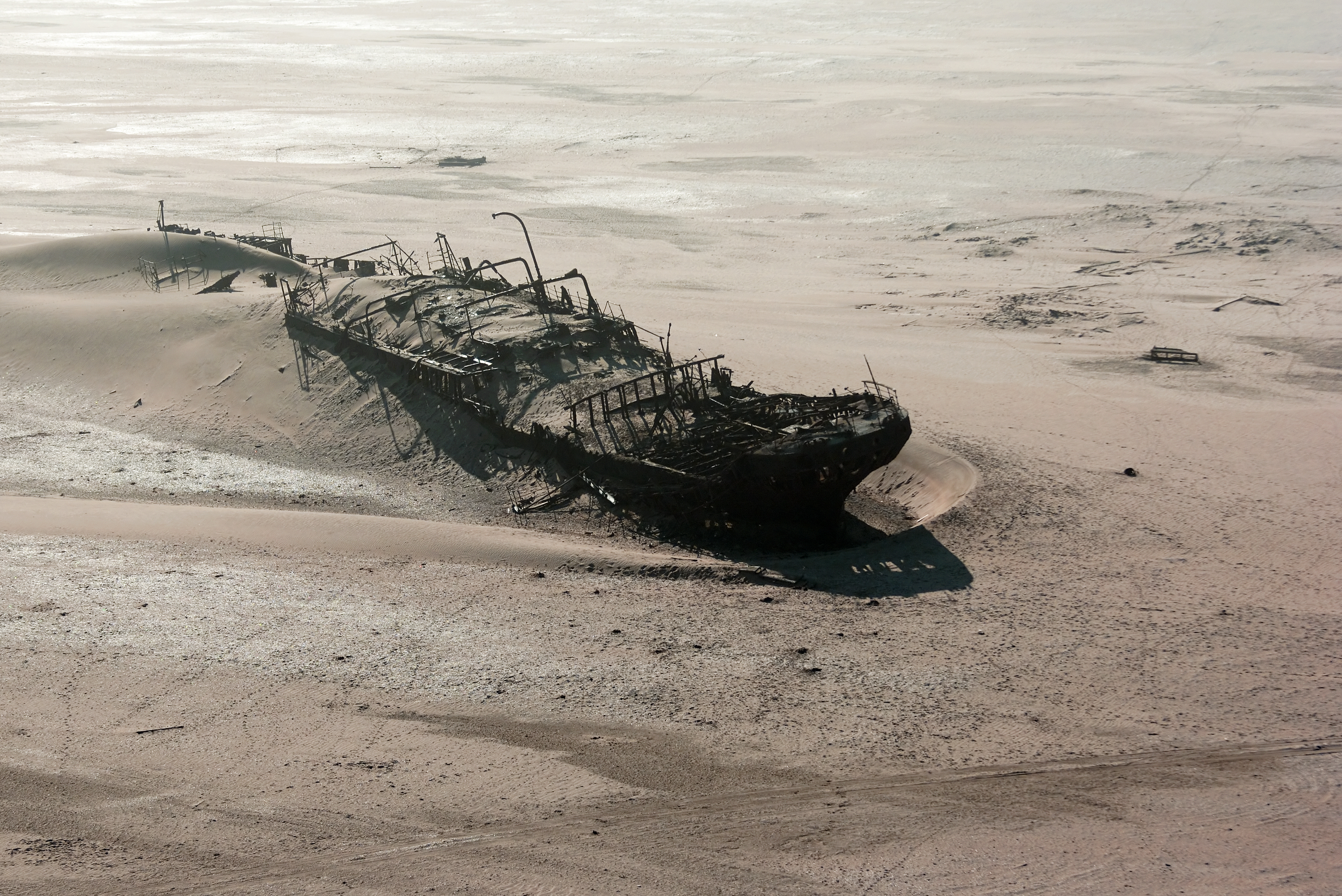 Skeleton Coast shipwreck in Namibia, a haunting reminder of the treacherous Atlantic meeting the desert&rsquo;s edge.