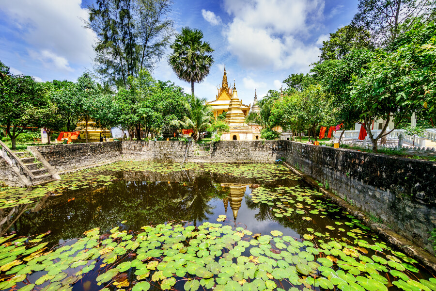 Explore the peaceful beauty of a Khmer pagoda in An Giang province, a serene escape