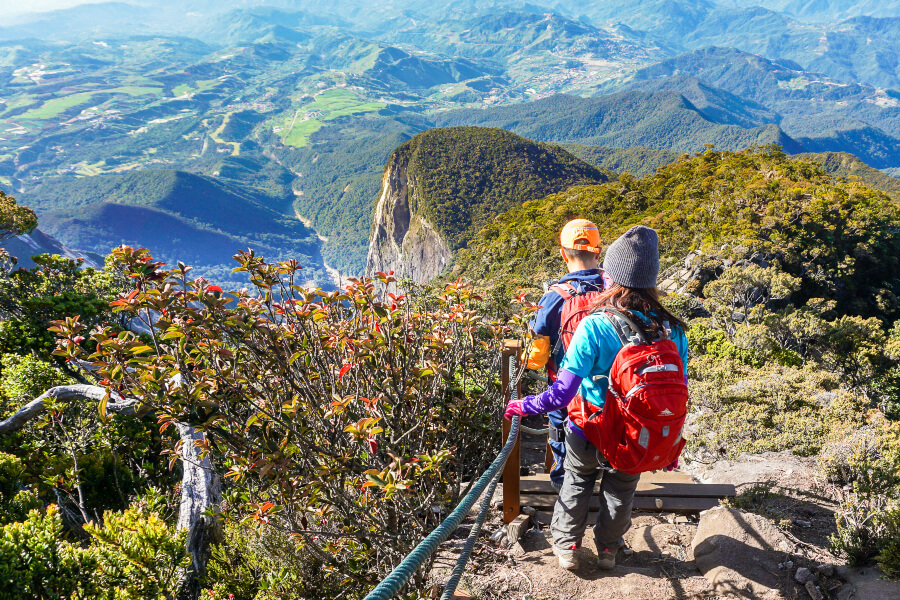 Tourists ascending a trail in Kinabalu National Park