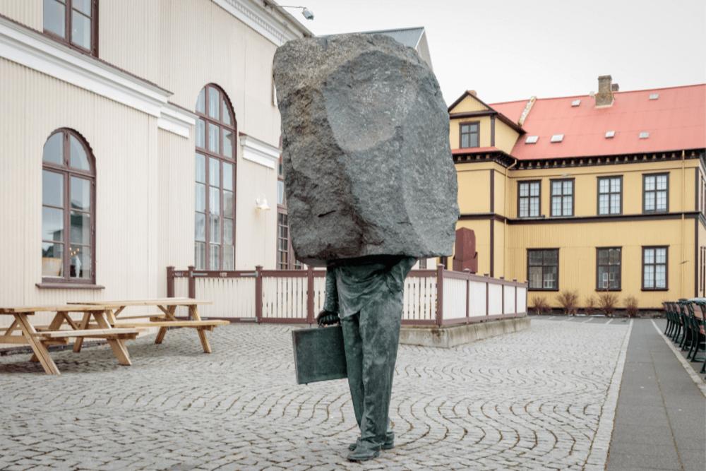 The Monument to the Unknown Bureaucrat, with its unusual rock carving design