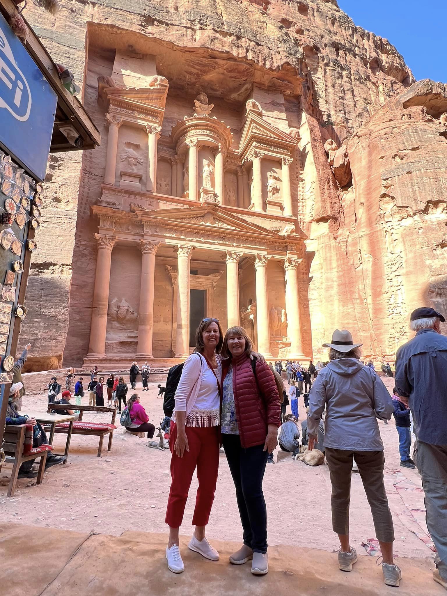 Travellers experiencing the rose-red city of Petra with Inspiring Vacations