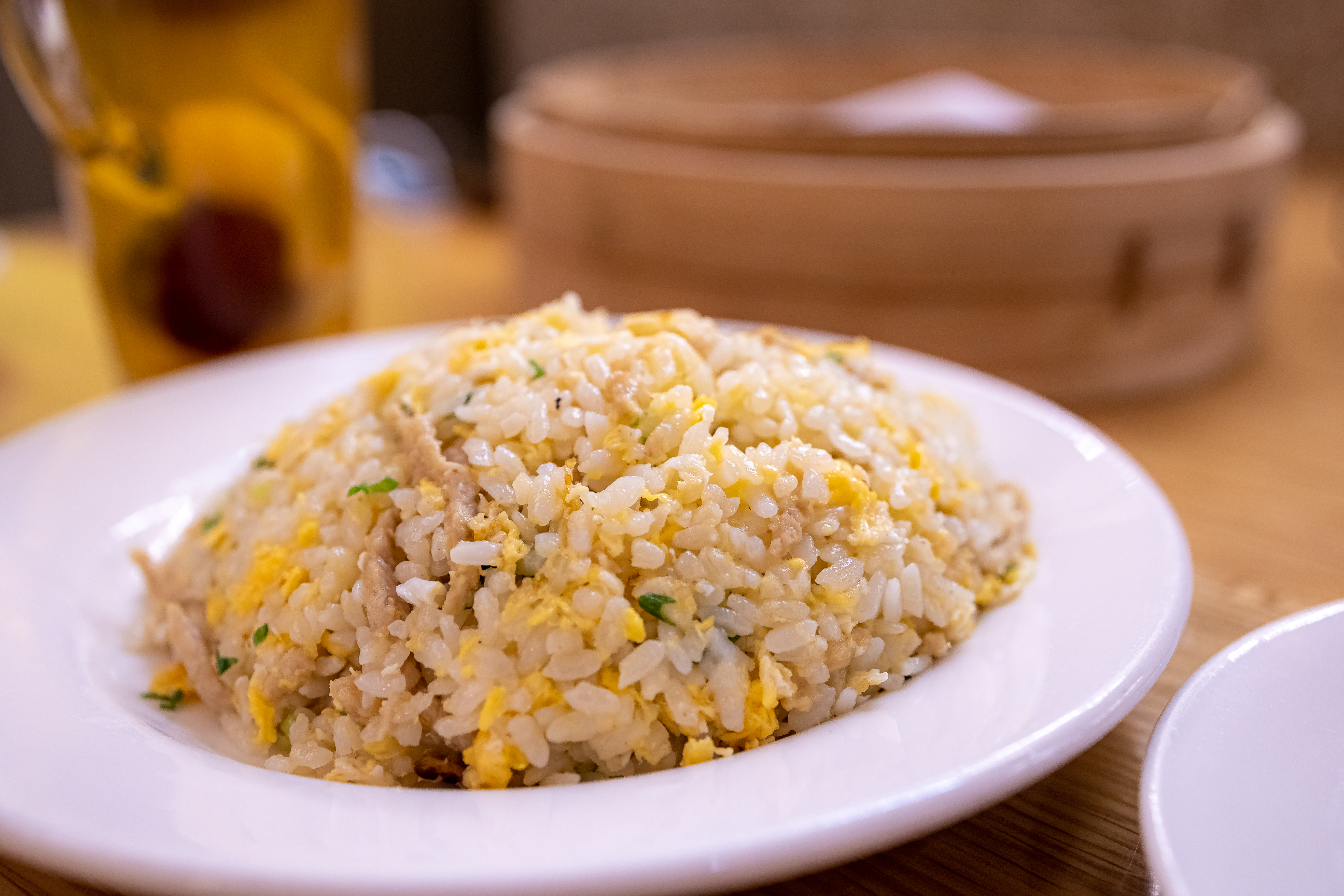 Yangzhou fried rice usually contains shrimp, egg and veggies
