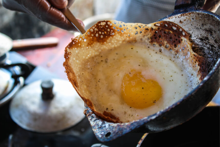 A freshly cooked Egg Hopper in Ella.