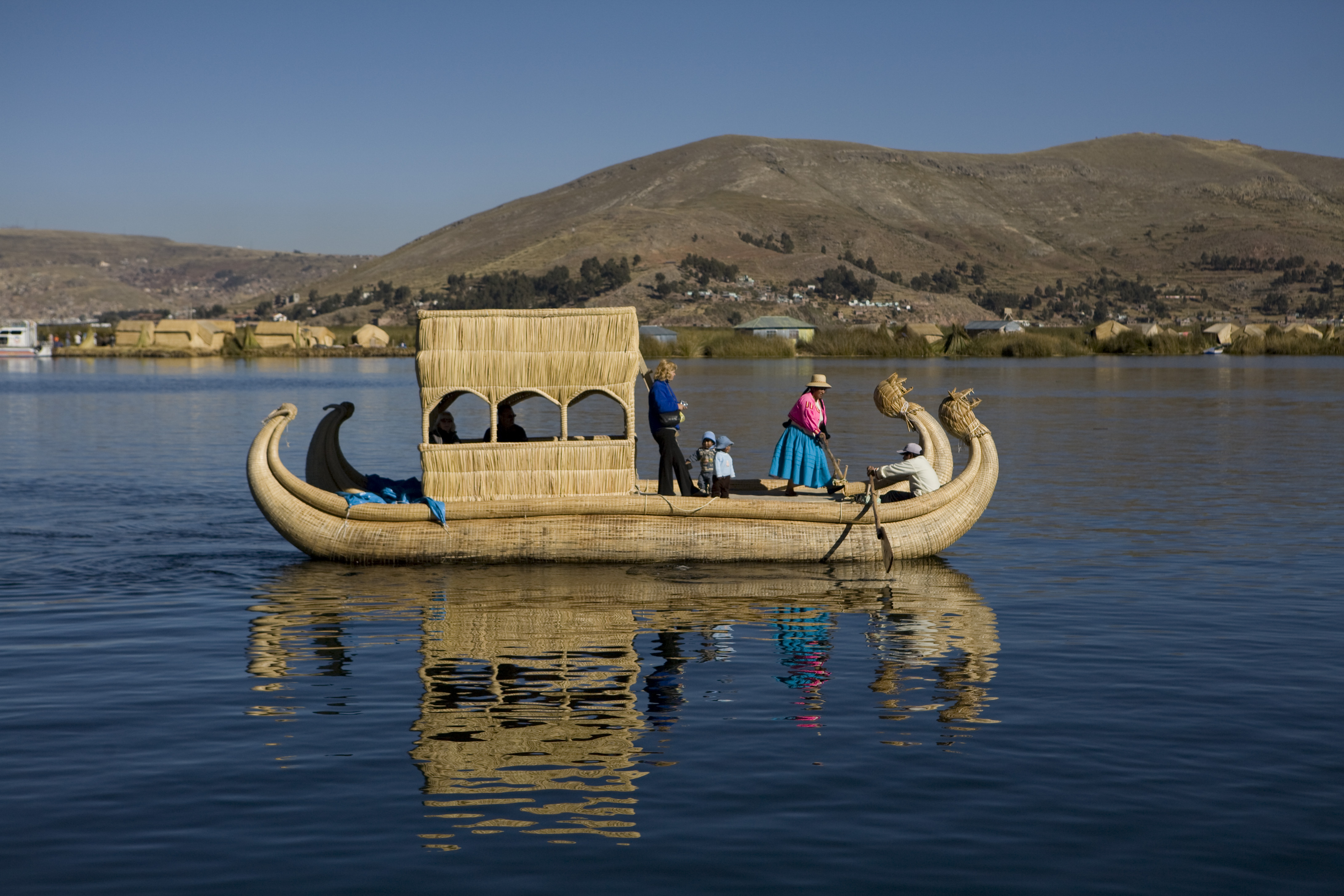 Reed boats on Lake Titicaca, Peru