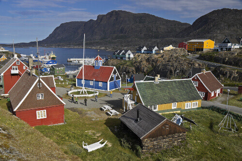 Old town and harbor, Sisimiut, also known as Holsteinsborg.