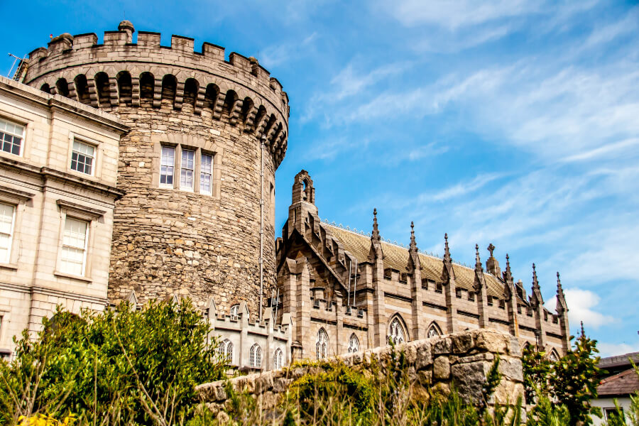 The historic facade of the Dublin Castle.