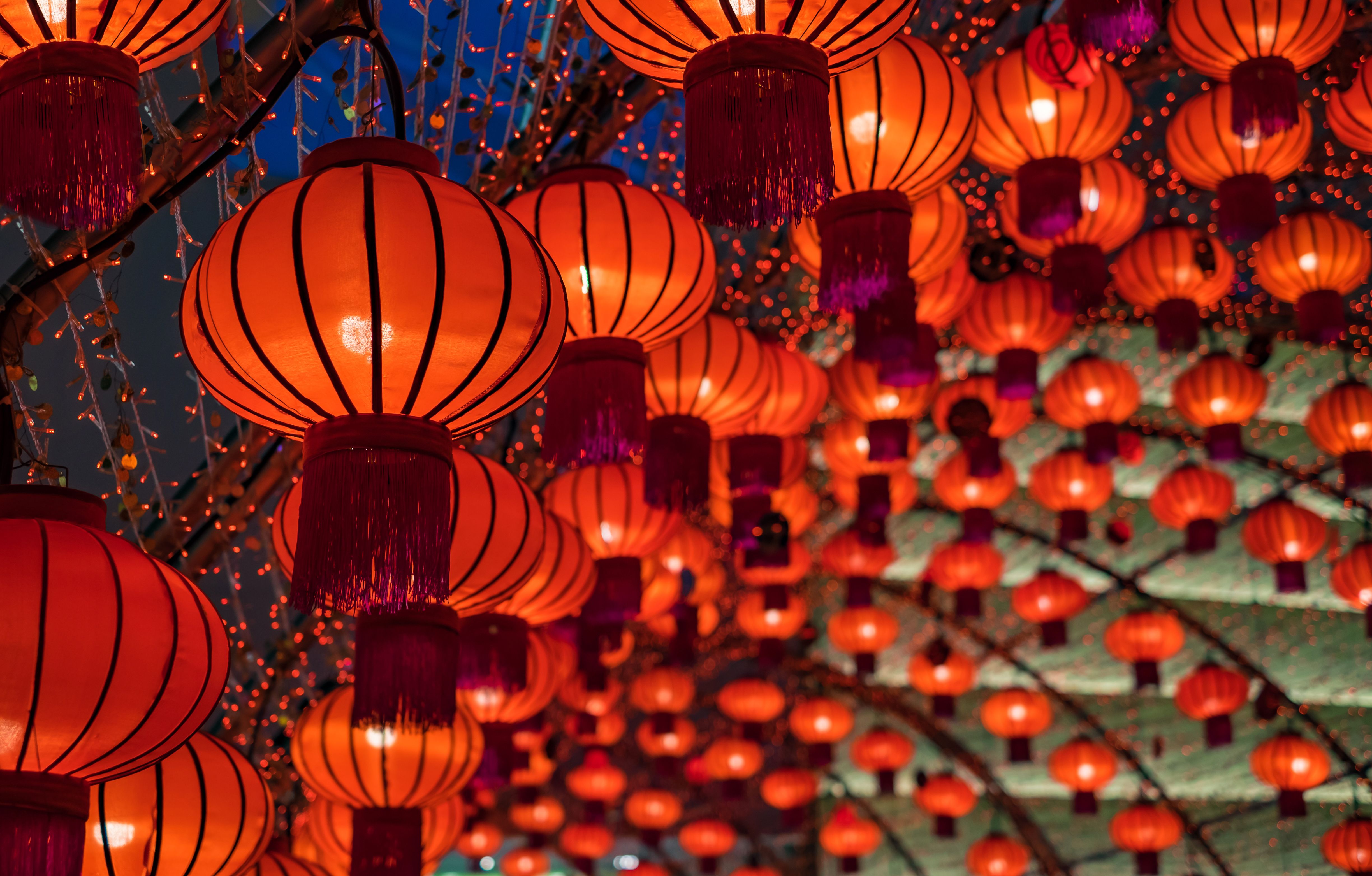 Lucky Red Lanterns Chinese New Year Decorations Ditan Park