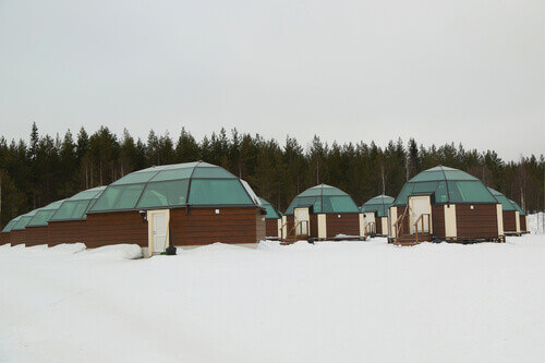 Glass Igloos of different sizes in Sinetta, Finland.