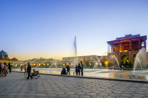 Sunset over Naqsh-e Dschahan Square or Imam Square in Esfahan.