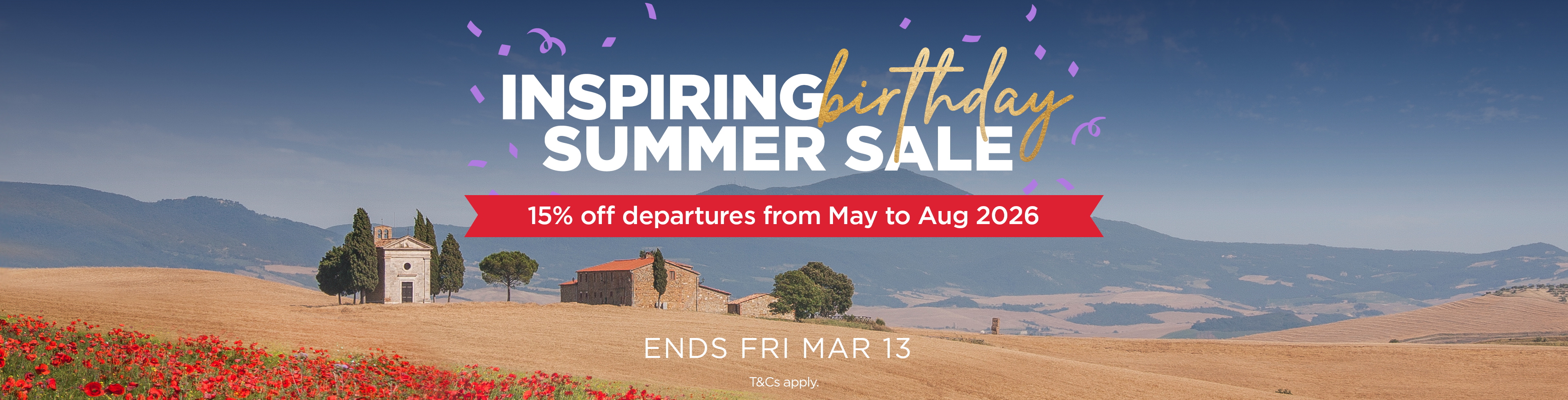 Summer Sale: 15% Off May-August Departures