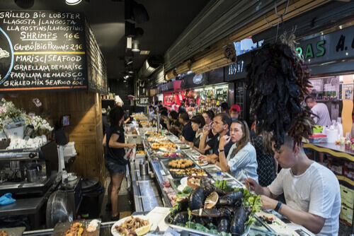 A busy Tapas bar in Spain.
