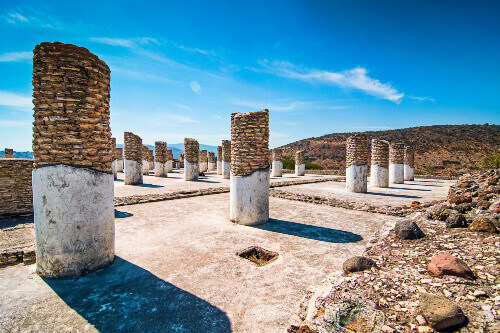 Pre-Hispanic columns in Tula de Allende.