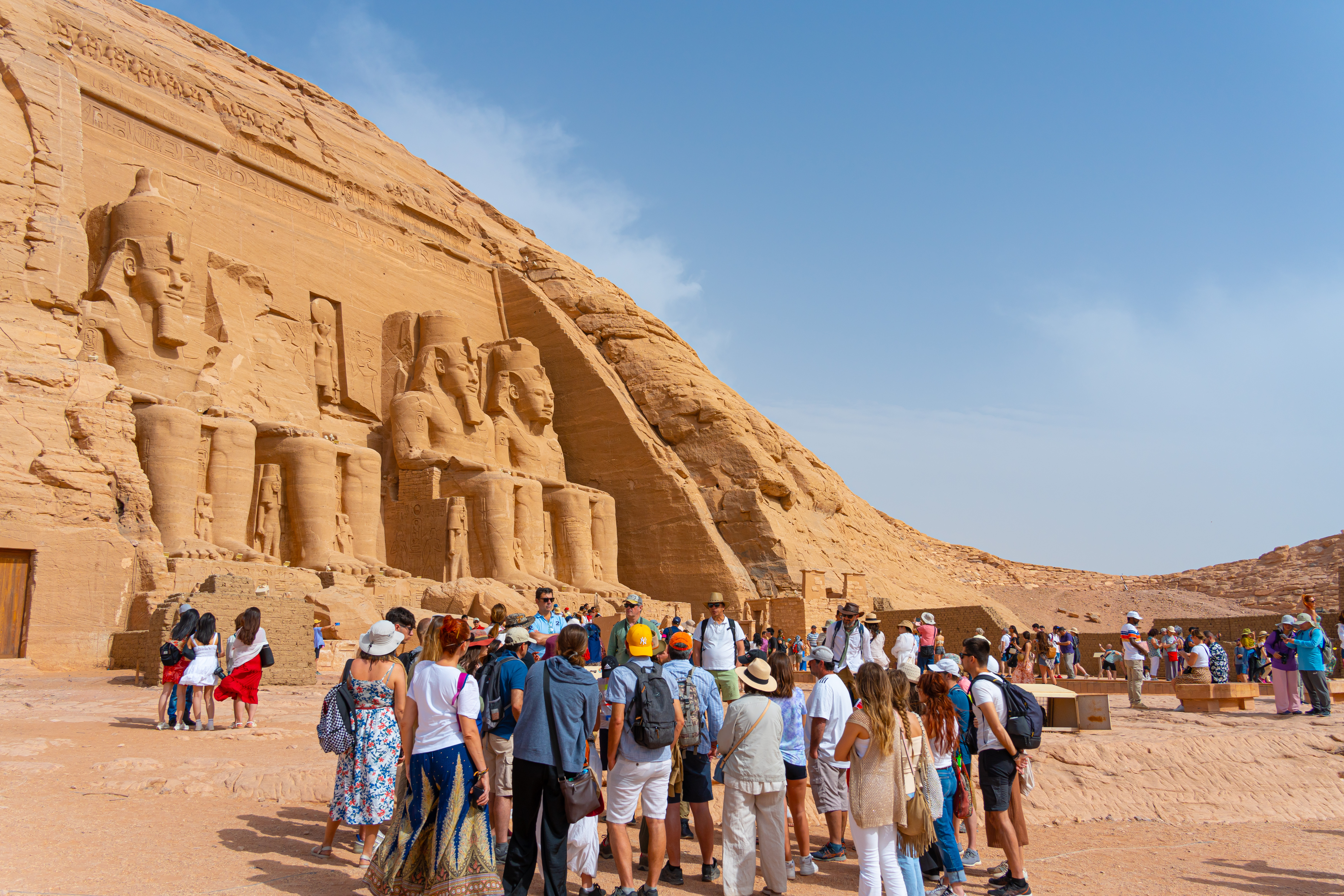 Egypt peak tourist season temple complex of Abu Simbel