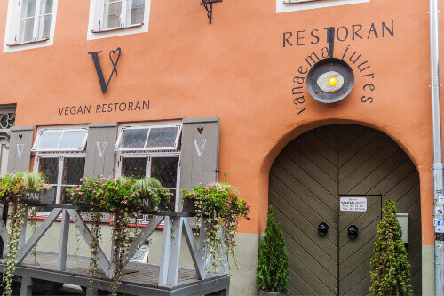 A local restaurant called V Vegan Restoran.