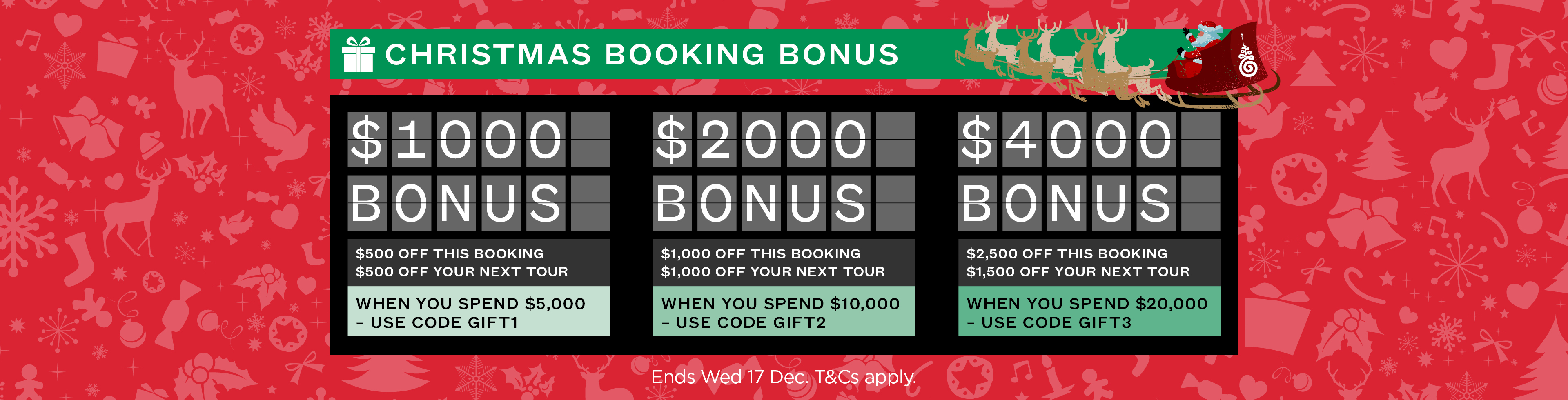 Christmas Booking Bonus: Spend More, Save More