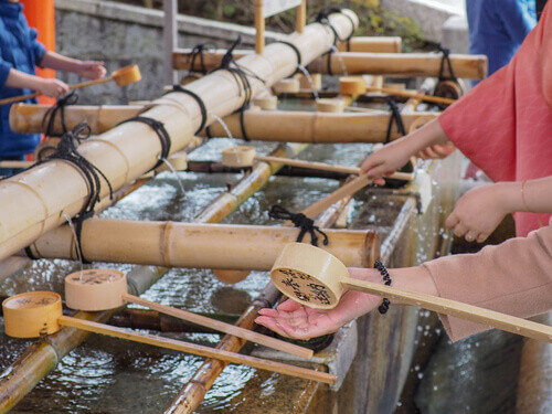 A hand washing area in Fushimi Inari, Kyoto.