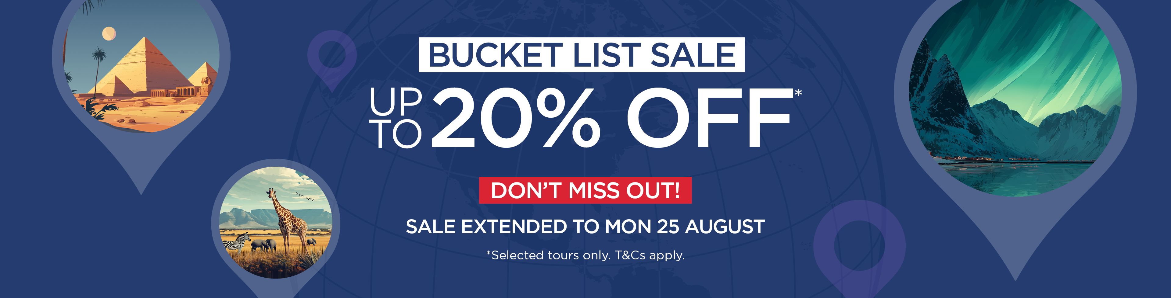 Bucket List tours: up to 20% off