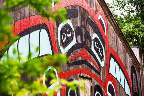 Details of the Beaver Clan House at Saxman Village.