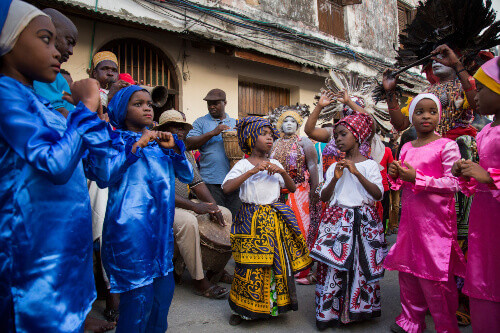 The Sauti za Busara Parade in the Stone town of Zanzibar.