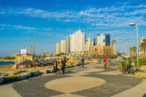 The scenic promenade along the Charles Clore Park which connects the Old Jaffa with modern city districts.