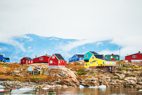 Colorful houses in the Saqqaq Village.