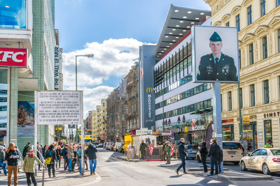 Checkpoint Charlie, a former border crossing.