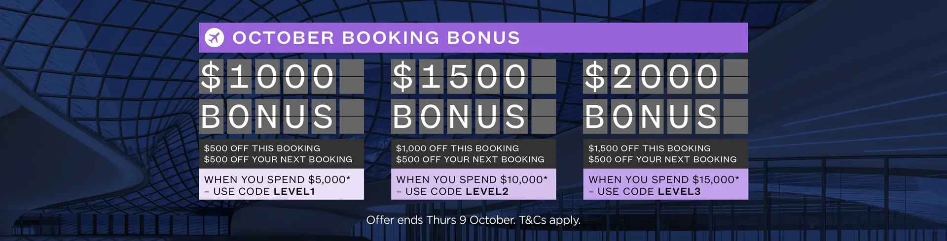 October Booking Bonus Event: Up To $2,000 In Added Value