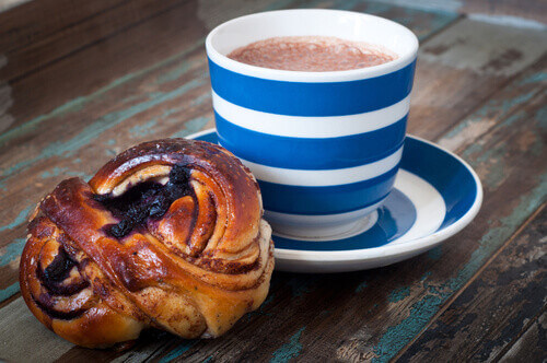 Coffee and a bun is a tradition in Sweden known as fika.