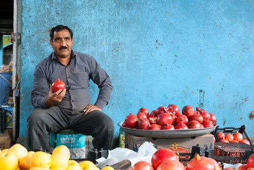 A local Iranian pomegranate seller.
