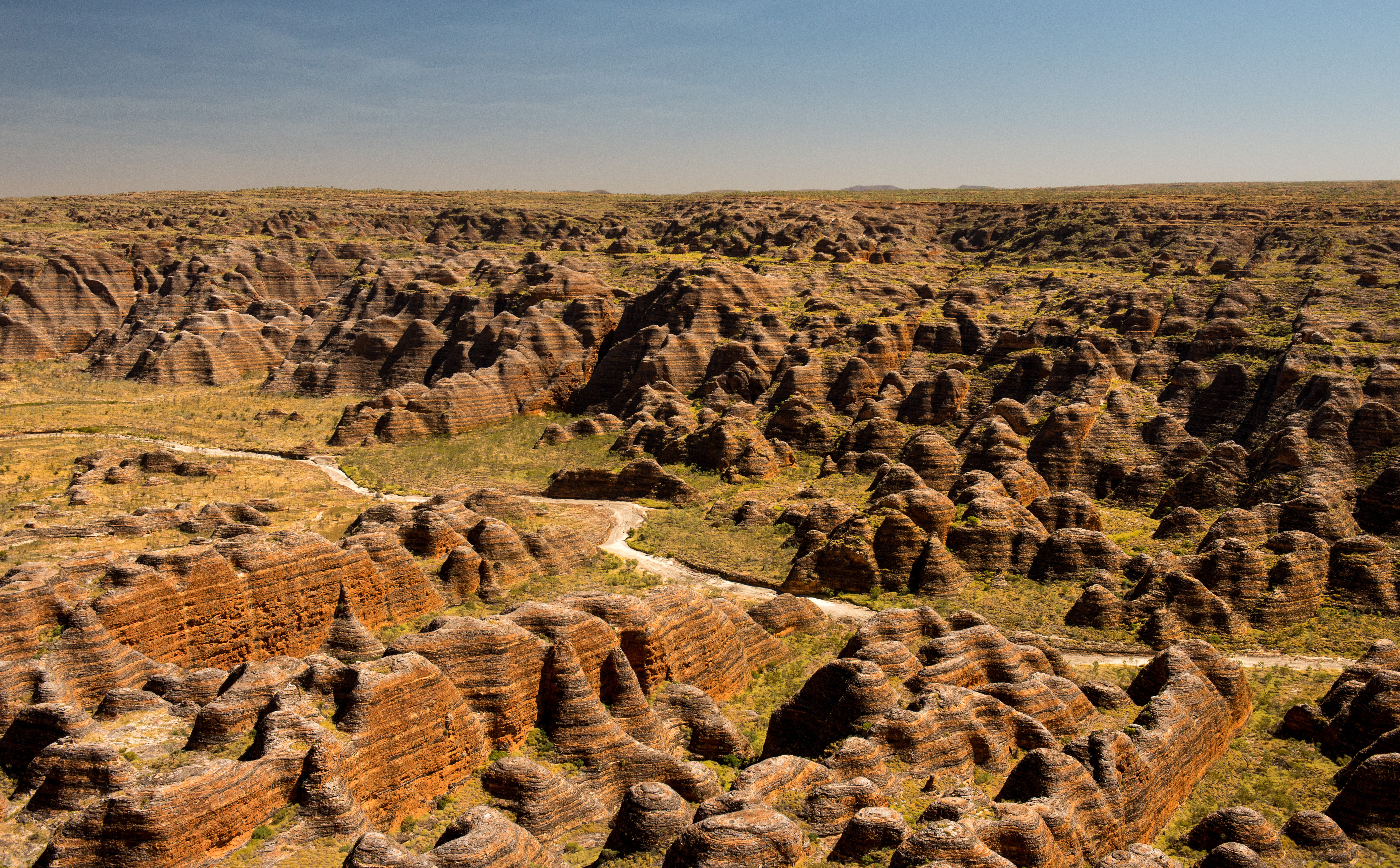 The striking sandstone domes of the Bungle Bungle Range.