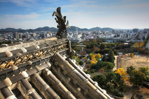 The view of Japan from the top of the Himeji Castle.