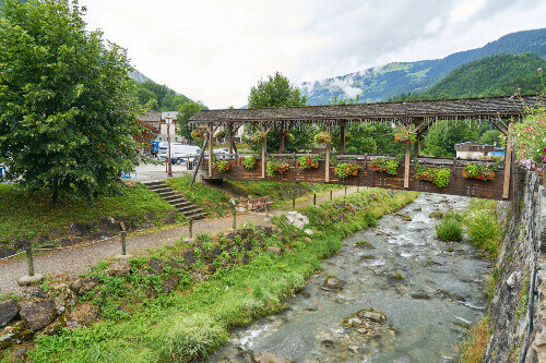 Covered bridge over the river Doron in Beaufort.