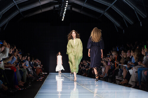 A model walks at the runway during the Anteprima Fashion Show as part of Milan Fashion Week Spring and Summer seasons.