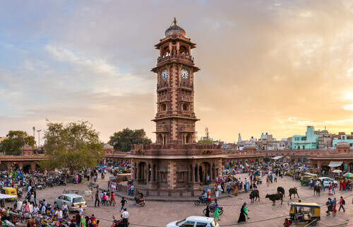 View of a famous Victorian Clock Tower in Jodhpur, Rajasthan.