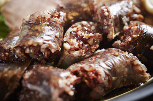 Sundae or Soondae is a Korean sausage made out of blood.