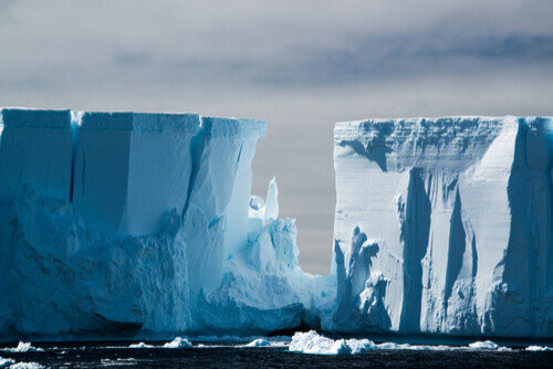A huge tabular iceberg in Antarctica.