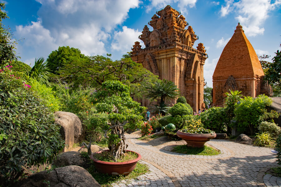 The Po Nagar Cham Towers stand tall among the greenery, offering a glimpse into Vietnam's rich history