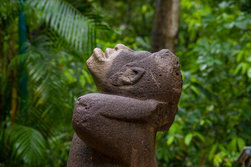 Ancient Olmec sculpture of a Monkey in La Venta Park in Villahermosa Tabasco.