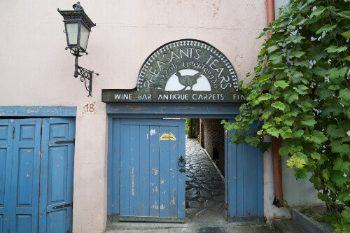 Entrance to Pheasants Tears, a famous wine bar and restaurant in Sighnaghi.