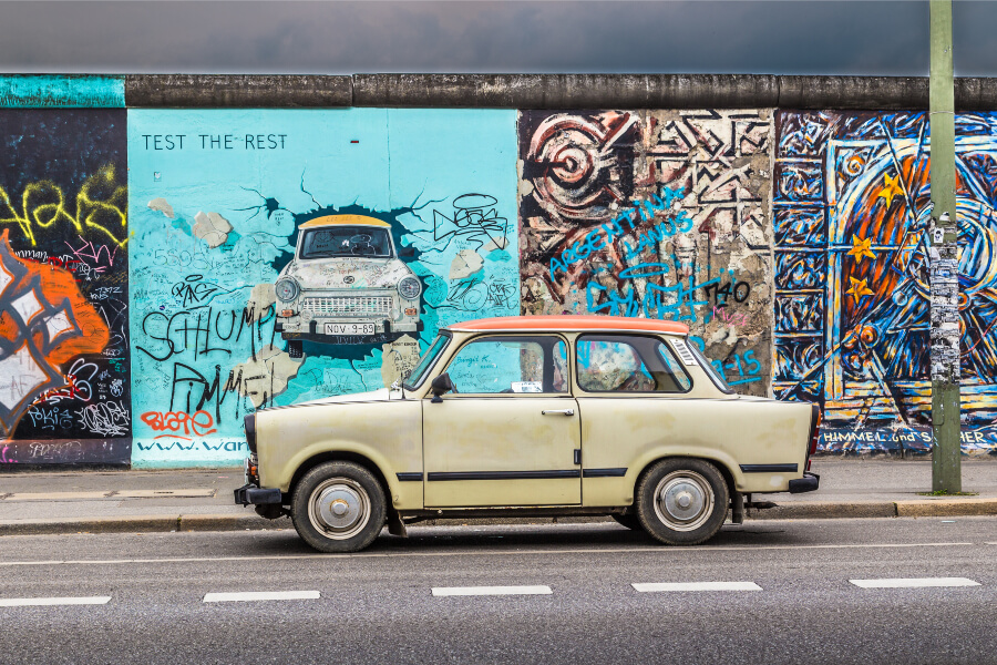 The Berlin Wall at the East Side Gallery along the former East and West Berlin border