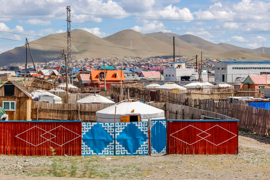 Sprawling houses and yurts on the Ger district