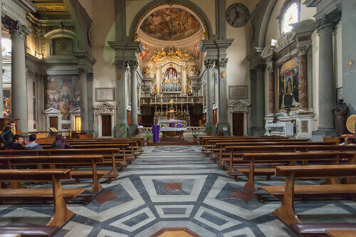 The interior of the Church San Marco where Fra Angelico's paintings can be viewed.